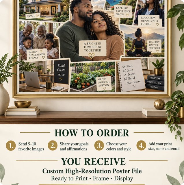 Framed custom poster vision board